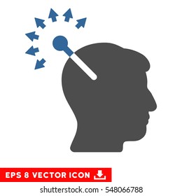 Optical Neural Interface EPS vector pictogram. Illustration style is flat iconic bicolor cobalt and gray symbol on white background.