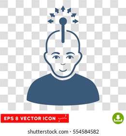 Optical Neural Interface EPS vector pictogram. Illustration style is flat iconic blue symbol on chess transparent background.