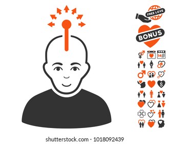 Optical Neural Interface pictograph with bonus lovely pictures. Vector illustration style is flat iconic symbols.