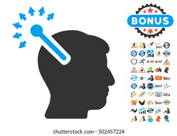 Optical Neural Interface pictograph with bonus 2017 new year images. Vector illustration style is flat iconic symbols,modern colors, rounded edges.