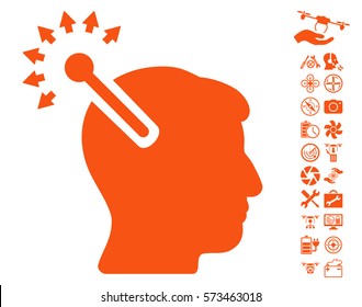 Optical Neural Interface pictograph with bonus quad copter tools pictograph collection. Vector illustration style is flat iconic symbols on white background.