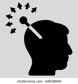 Optical Neural Interface vector icon. Style is flat graphic symbol, black color, light gray background.