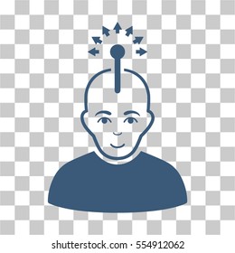 Optical Neural Interface vector icon. Illustration style is flat iconic blue symbol on a chess transparent background.