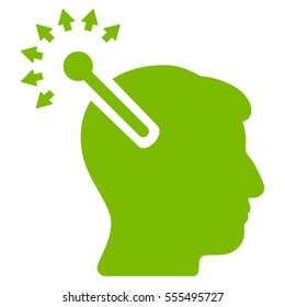 Optical Neural Interface vector icon. Style is flat graphic symbol, eco green color, white background.