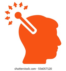 Optical Neural Interface vector icon. Style is flat graphic symbol, orange color, white background.