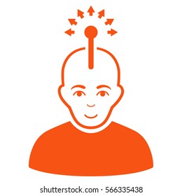 Optical Neural Interface vector icon. Flat orange symbol. Pictogram is isolated on a white background. Designed for web and software interfaces.