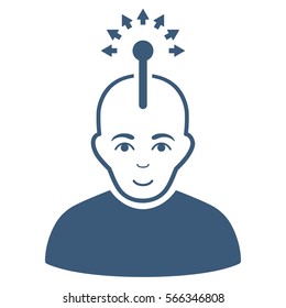 Optical Neural Interface vector icon. Flat blue symbol. Pictogram is isolated on a white background. Designed for web and software interfaces.