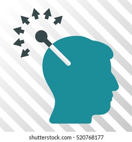 Optical Neural Interface vector pictogram. Illustration style is flat iconic bicolor soft blue symbol on a hatch transparent background.