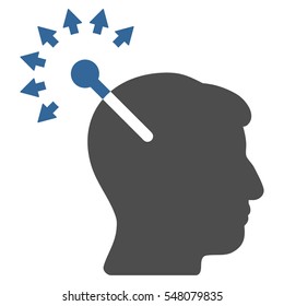 Optical Neural Interface vector pictogram. Style is flat graphic bicolor symbol, cobalt and gray colors, white background.