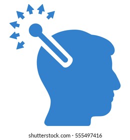 Optical Neural Interface vector pictogram. Style is flat graphic symbol, cobalt color, white background.