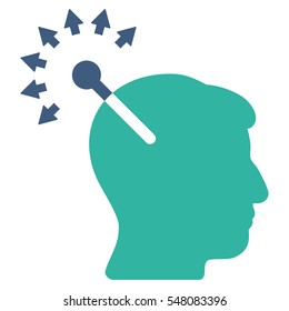 Optical Neural Interface vector pictograph. Style is flat graphic bicolor symbol, cobalt and cyan colors, white background.