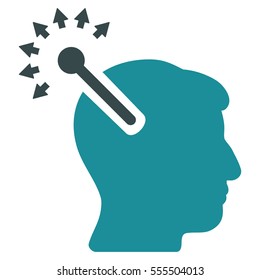 Optical Neural Interface vector pictograph. Style is flat graphic bicolor symbol, soft blue colors, white background.