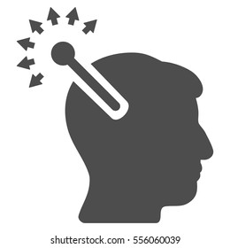 Optical Neural Interface vector pictograph. Style is flat graphic symbol, gray color, white background.