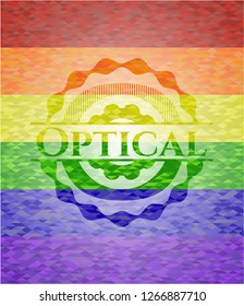 Optical on mosaic background with the colors of the LGBT flag