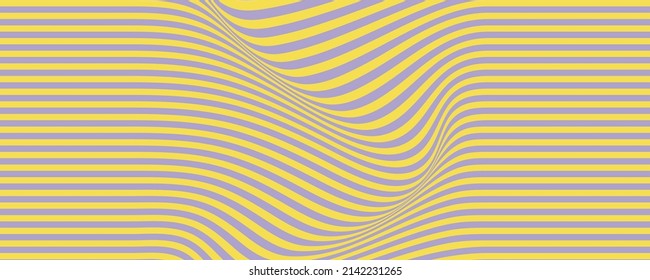 Optical pattern with flowing strips. Halftone abstract background. Twisted shapes. Wavy lines of two colors. Vector minimalistic design template