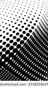 Optischer Pop-Art-Halbtonhintergrund mit futuristischer verdrehter Welle und gepunktetem Design.
