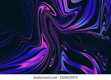 Optical Psychedelic Pattern in colorful. Background Optical Illusion for Banner, Poster, Cover, Card. Abstract Memphis Lines in Liquid Texture. Vector Illustration