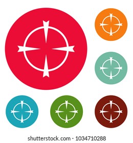 Optical radar icons circle set vector isolated on white background