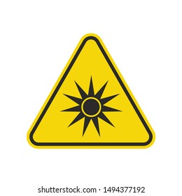 Optical Radiation Sign Isolated On White Background. Yellow Triangle Warning Symbol Simple, Flat, Vector, Icon You Can Use Your Website Design, Mobile App Or Industrial Design. Vector Illustration