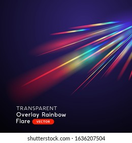 An optical rainbow light leak lens flare vector effect.