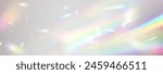 Optical rainbow lights, glare, leak, streak overlay. Iridescent crystal leak glare reflection effect. A set of colourful vector lens and light flare transparent effects