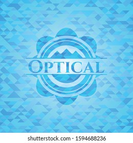 Optical realistic light blue mosaic emblem