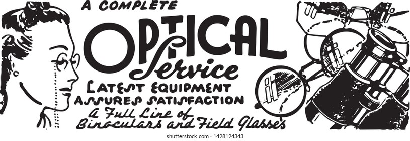 Optical Service - Retro Ad Art Banner for  Eye Care