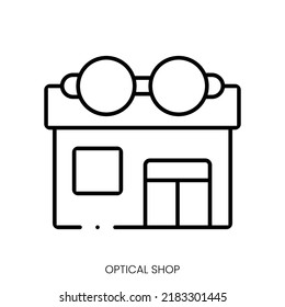 icono de tienda óptica. Signo de estilo lineal aislado en fondo blanco. Ilustración del vector
