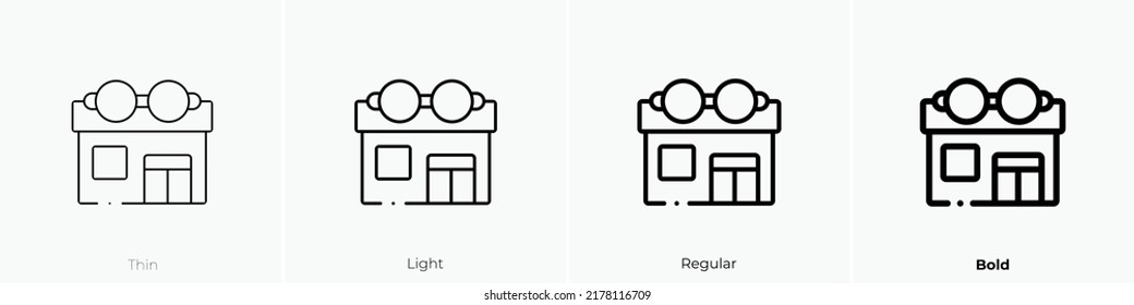 optical shop icon. Thin, Light Regular And Bold style design isolated on white background