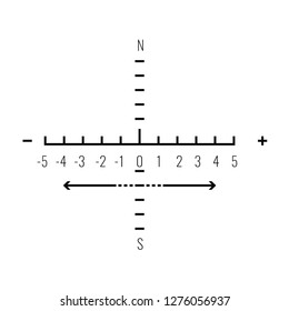 Optical sight with coordinate lines and numbers. Vector illustration.
