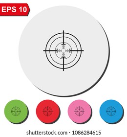 Optical sight flat round colorful vector icon.