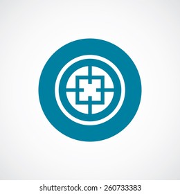 optical sight icon bold blue circle border, white background  