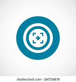 optical sight icon bold blue circle border, white background  