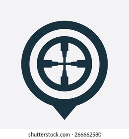 optical sight icon map pin on white background