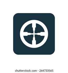 optical sight icon Rounded squares button, on white background 