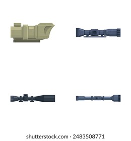 Optical sight icons set cartoon vector. Various sniper optical sight. Weapon, military concept