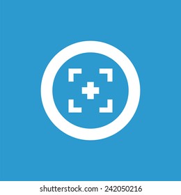 optical sight outline icon, isolated, white on the blue background. Exclusive Symbols 