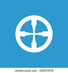 optical sight outline icon, isolated, white on the blue background. Exclusive Symbols 
