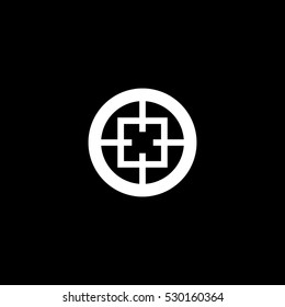 optical sight outline icon, isolated, white background