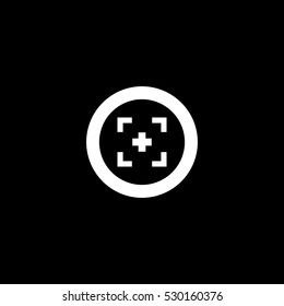 optical sight outline icon, isolated, white background
