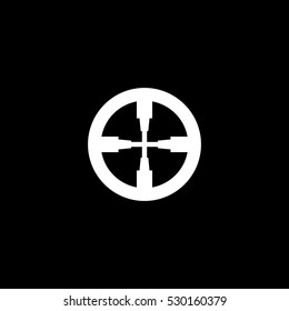 optical sight outline icon, isolated, white background