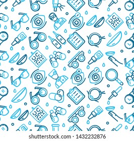 Optical Signs Seamless Pattern Background on a White for Web and App Design. Vector illustration of Ophthalmology and Optometry