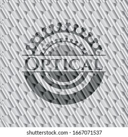 emblema óptico plateado brillante. Patrón de escalas. Ilustración vectorial. Detallado.