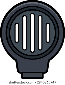 Optical snoot attachment with iris diaphragm for focused spot studio light projection flat outline icon