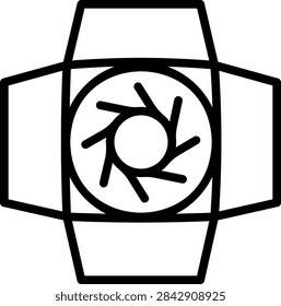 Optical Snoot Gobo Projector Line Icon Depicting Focus Lens Light Modifier Outline Symbol isolated on Transparent Background