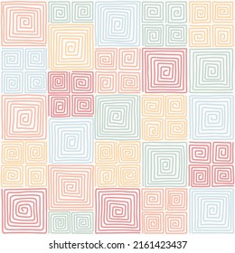 Optical squares seamless pattern. Hand draw, stock illustration.