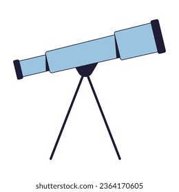 Optical telescope flat line color isolated vector object. Observing space. Science. Editable clip art image on white background. Simple outline cartoon spot illustration for web design