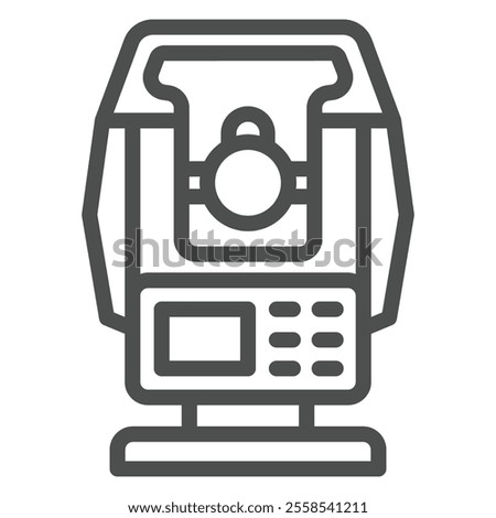 Optical theodolite line icon, optical equipment concept. Vector graphics. Angle measurement tool sign on white background, outline style icon for mobile or web design