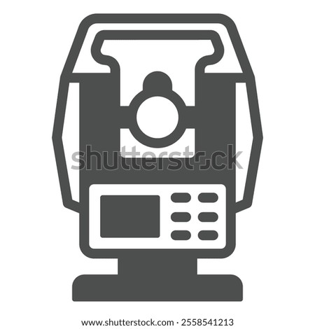 Optical theodolite solid icon, optical equipment concept. Vector graphics. Angle measurement tool sign on white background, glyph style icon for mobile or web design