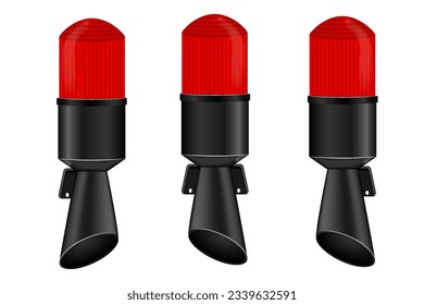 Optical-acoustic LED signal tower systems. Vector image isolated on white background	